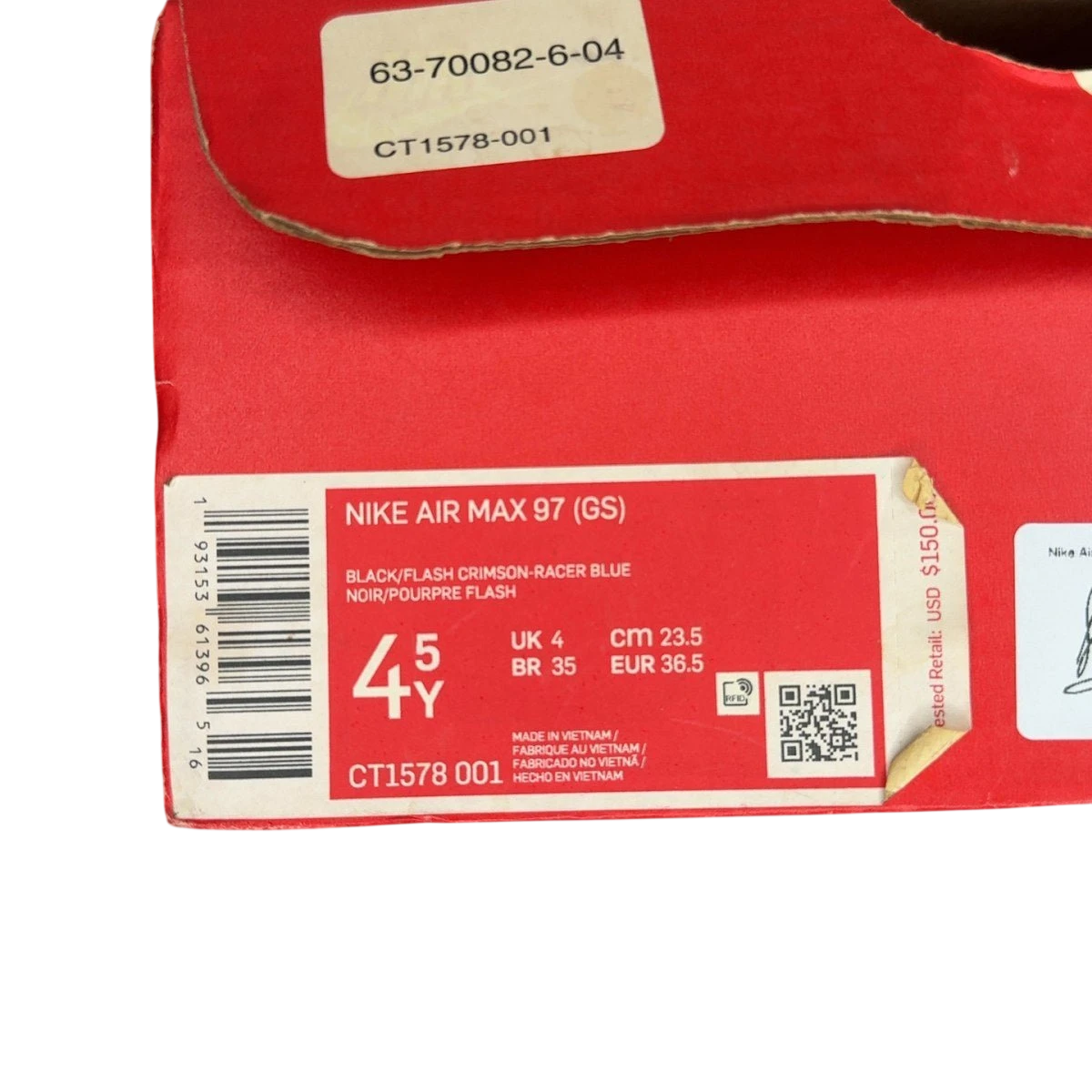 Nike Air Max 97 Black Flash Crimson (GS) (Size 4.5)