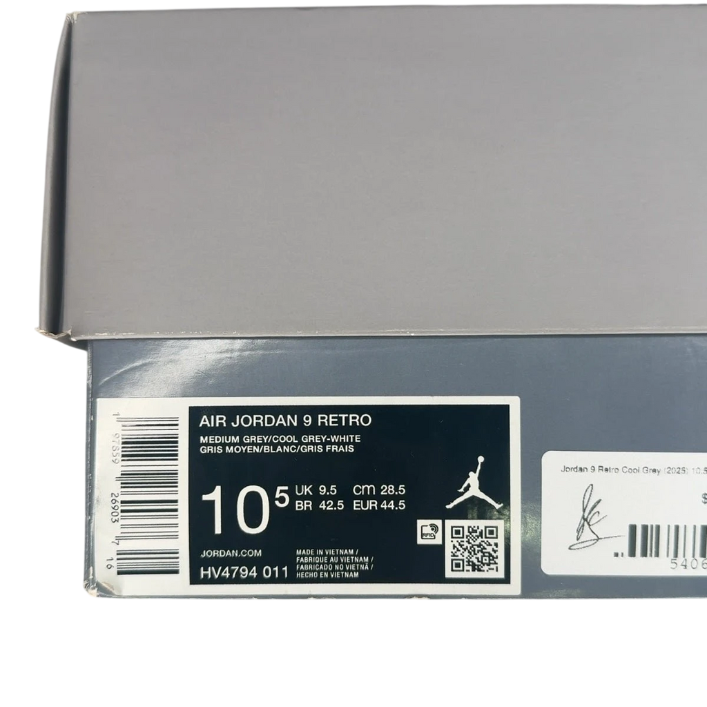 Jordan 9 Retro Cool Grey (2025) (Size 10.5)