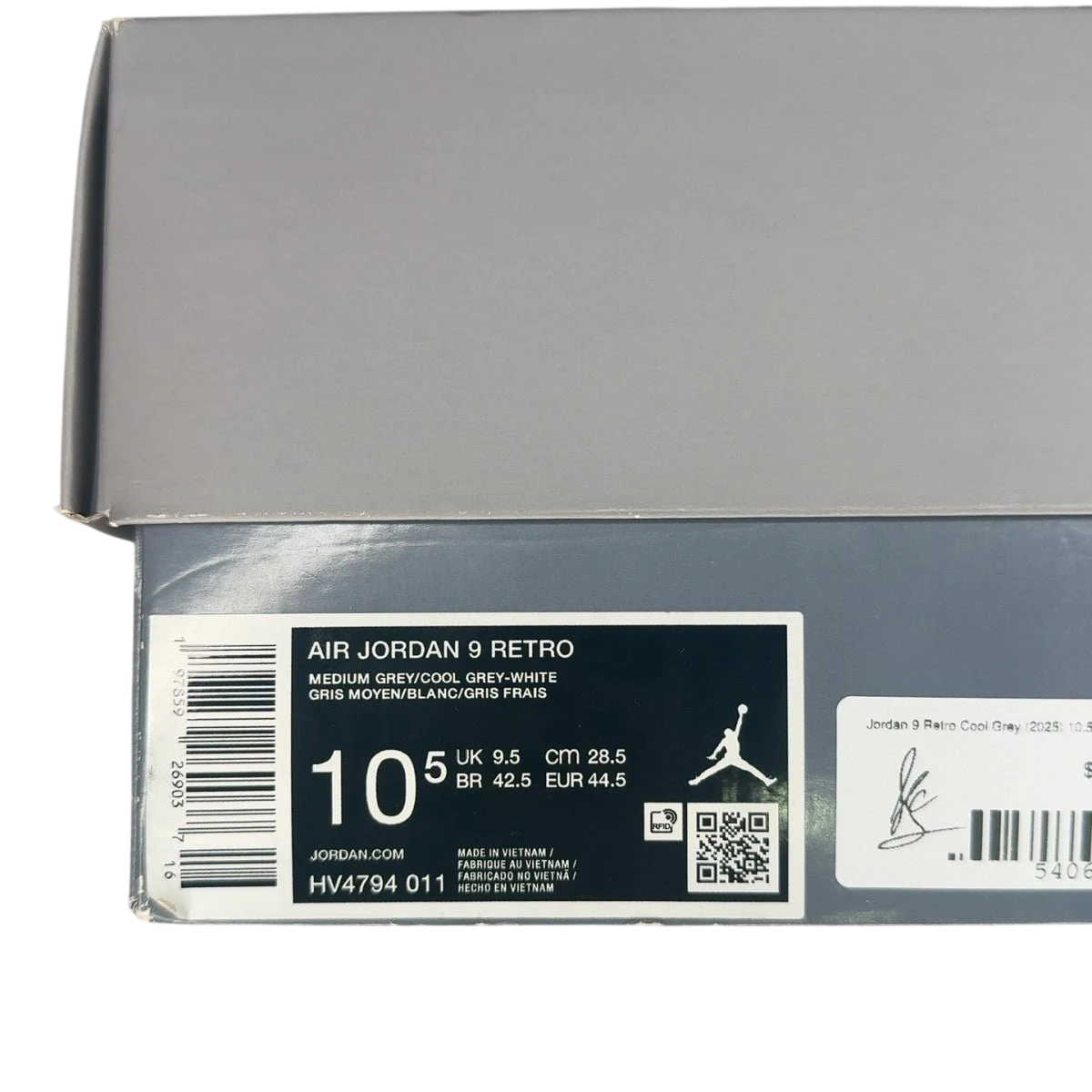 Jordan 9 Retro Cool Grey (2025) (Size 10.5)