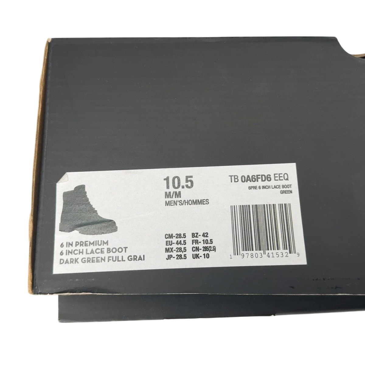 Timberland 6" Premium Boot Woven Dark Green (Size 10.5)
